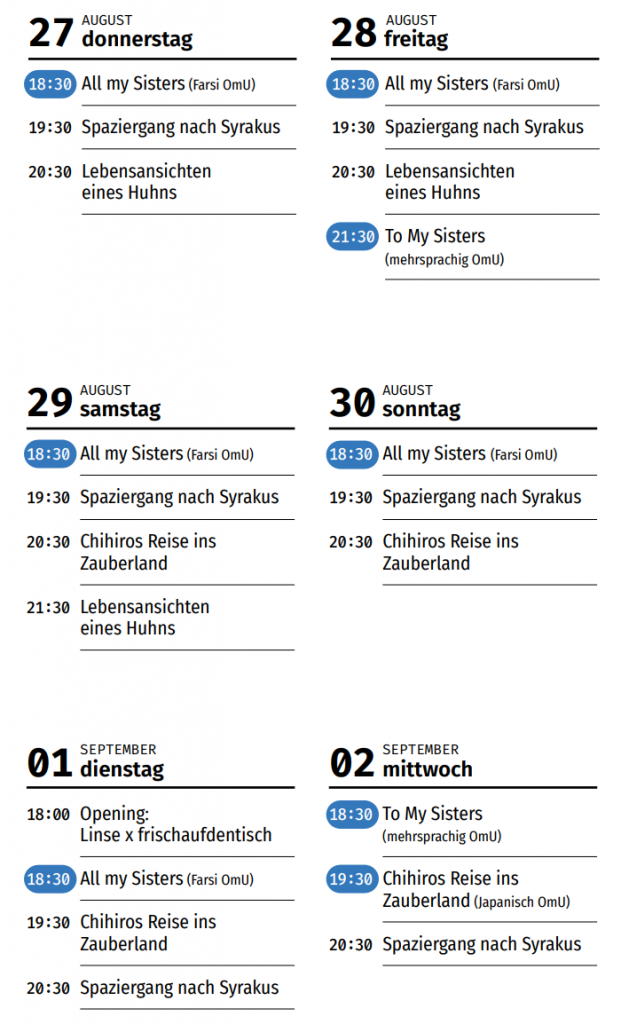 Kinoprogramm Linse, Kino, Wochenprogramm Linse